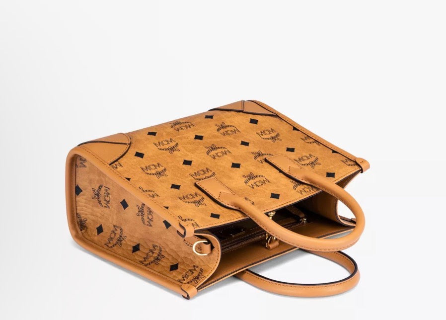 MCM München SMALL Cognac Tote Bag