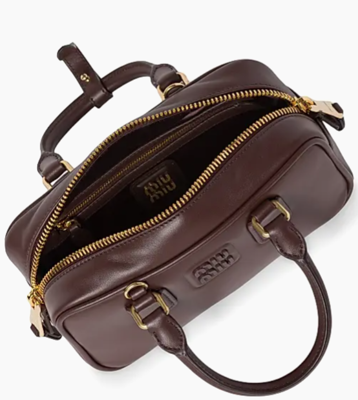 Miu Miu Arcadie Leather Dark Brown Top Handle Bag