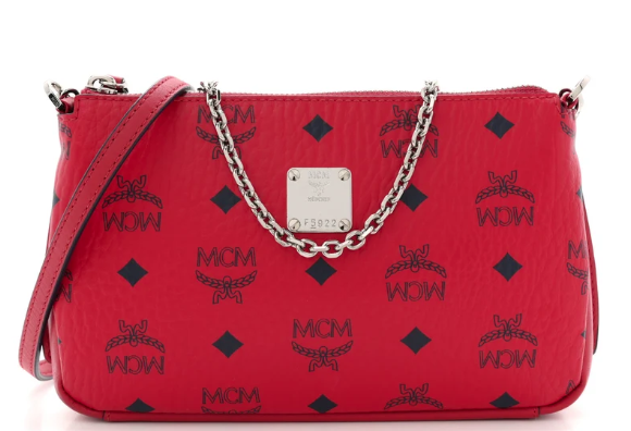 MCM Visetos Aren Crossbody Bag Red