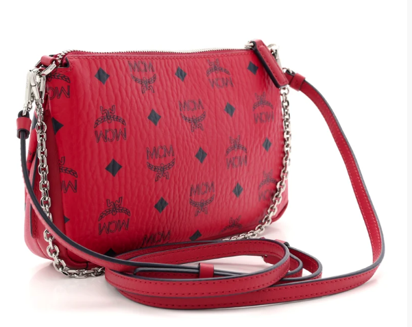 MCM Visetos Aren Crossbody Bag Red