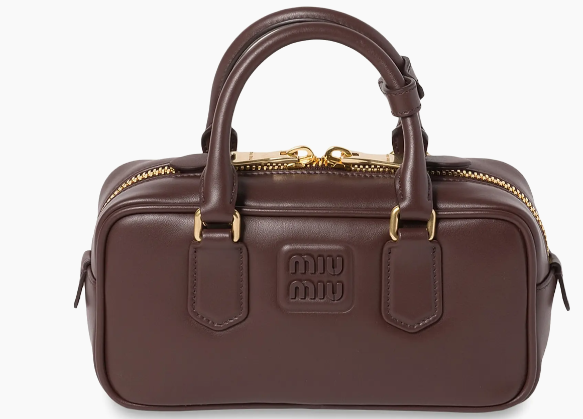 Miu Miu Arcadie Leather Dark Brown Top Handle Bag