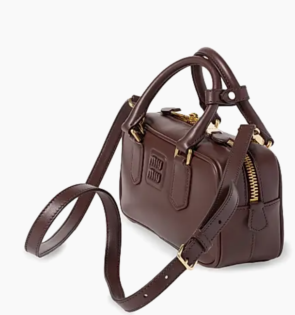 Miu Miu Arcadie Leather Dark Brown Top Handle Bag