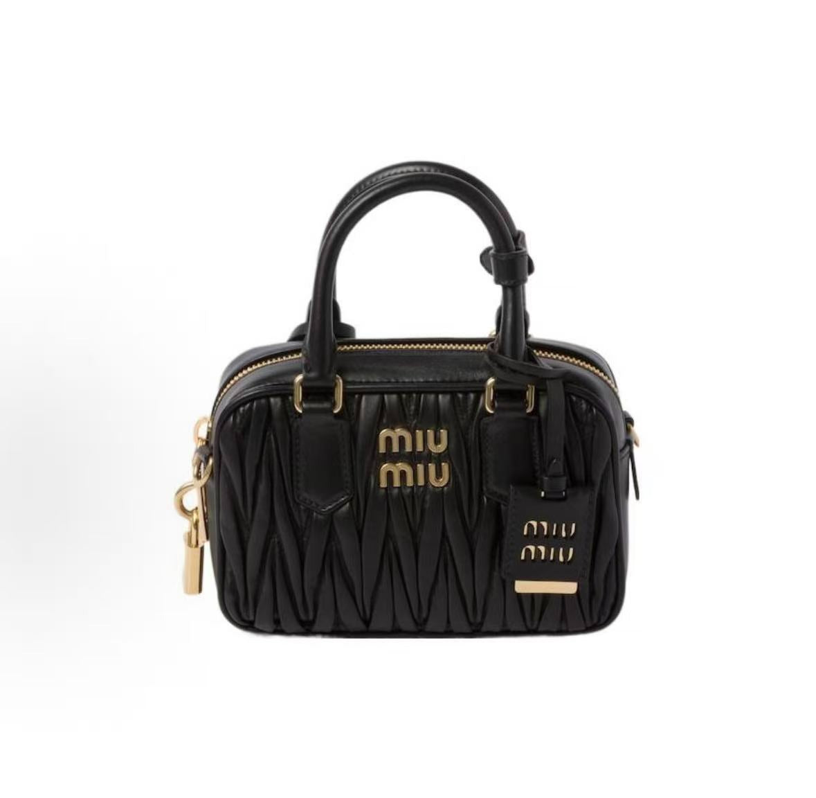 Miu Miu Arcadie Leather Dark Brown Top Handle Bag